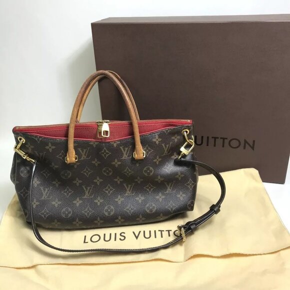 LOUIS VUITTON M41175 Monogram Pallas 2WAY Hand Bag MonogramCanvas Brown/Red - Picture 2 of 16